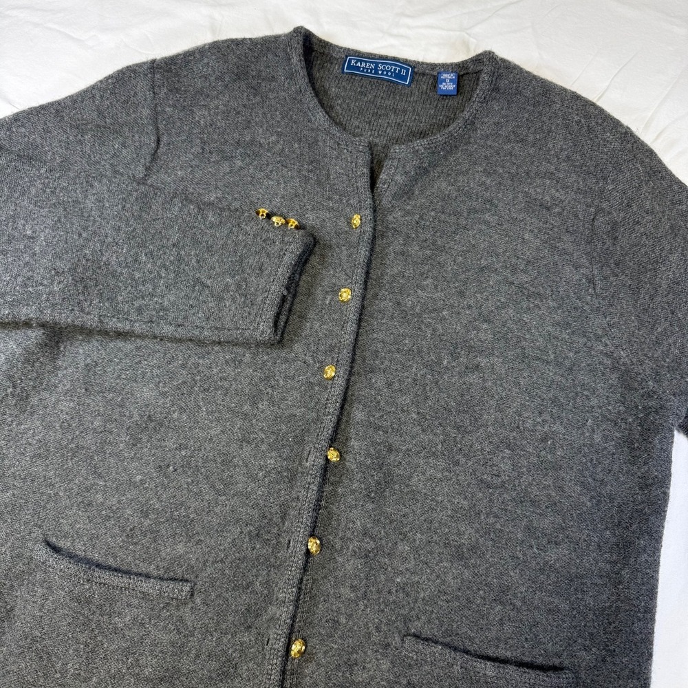 Vintage Karen Scott 100% Wool Cardigan Sweater Gold Tone Buttons‎ Australia Made